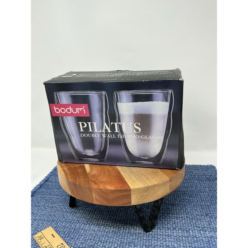 BODUM PILATUS Double Wall Glass 350ml 12oz Set of 2 Insulated Tumbler NOS